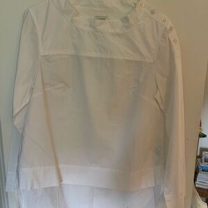 NWT J Crew Boat Neck White Button-Detail Shirt